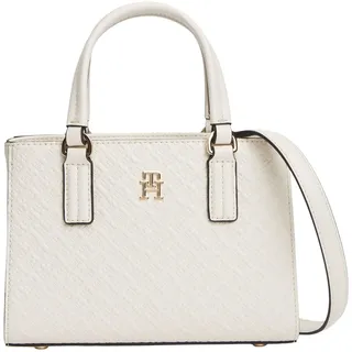 Tommy Hilfiger TH Daily Mini Tote Mono Schultertasche Kunstleder Beige/Weiß