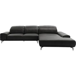 Musterring Wohnlandschaft MUSTERRING "MR 2490 Ecksofa mit erstklassigem Sitzkomfort, Long-Life-Leder", schwarz (anthrazit, s), B:342cm T:207cm, Sofas, Wohnlandschaft, Fuß schwarz, Sitzhöhe 48cm, wahlweise mit Funktionen, Maße 342x207 cm