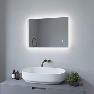 AQUABATOS 70x50cm Badspiegel mit Beleuchtung Badezimmerspiegel LED Lichtspiegel Wandspiegel Bad Spiegel Kaltweiß 6400K IP44 CE energiesparend