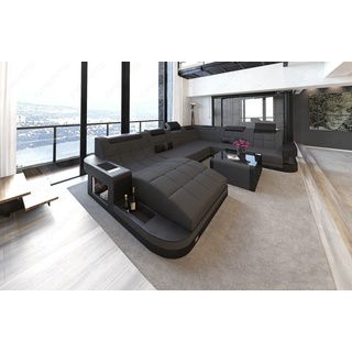 Sofa Dreams Wohnlandschaft Strukturstoff Polster Sofa Wave XXL M Mikrofaser Stoff, Couch wahlweise mit Bettfunktion grau|schwarz