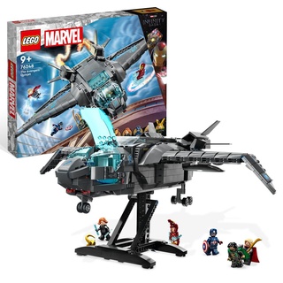 LEGO 76248 Marvel Der Quinjet der Avengers, Spielzeug Superhelden-Raumschiff mit Thor, Iron Man, Black Widow, Loki und Captain America Minifiguren