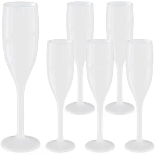 Wellgro Glas Sektgläser Set 150 ml Kunststoff weiß, 6-tlg.