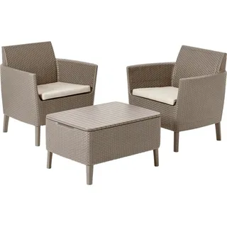 KETER Balkonmöbel-Set Balkonset Sitzgarnitur Set Salemo 3-teilig braun beige