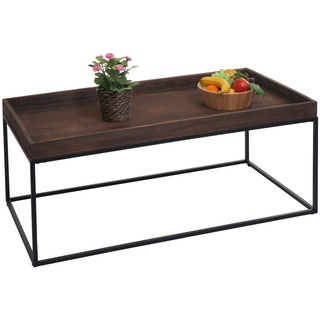Couchtisch MCW-K71, Kaffeetisch Beistelltisch Tisch, Holz massiv Metall 46x110x60cm ~ dunkelbraun