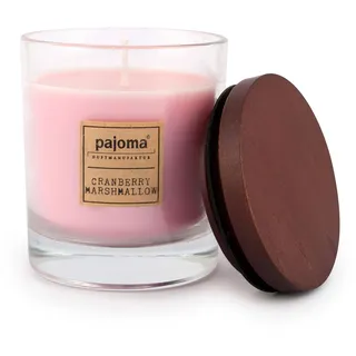 pajoma Duftkerze Cranberry Marshmallow, 180 g, im Glas mit Holzdeckel, NEU Premium Edition