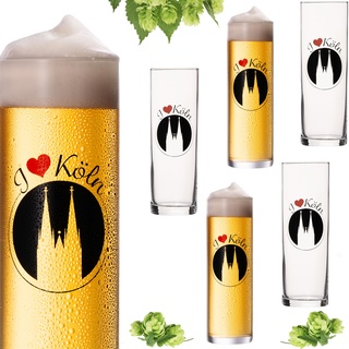 IMPERIAL Kölschgläser mit Kölner Dom Liebe Motiv 200ml (max 240ml) Set 6-Teilig Kölsch Stangen aus Glas 0,2L Biergläser