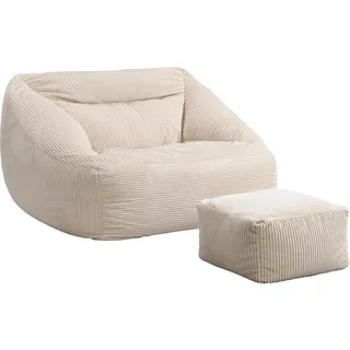 Home Deluxe Sitzsack COZY mit Hocker 100 x 88 x 80 cm Beige
