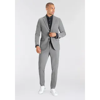 Anzug BRUNO BANANI "Jersey", Herren, Gr. 52, N-Gr, grau (grau melange), Jersey, Obermaterial: 60% Polyester, 35% Viskose, 5% Elasthan. Futter: 100% Polyester, casual, normal, Anzüge, elastische Qualität, Topseller