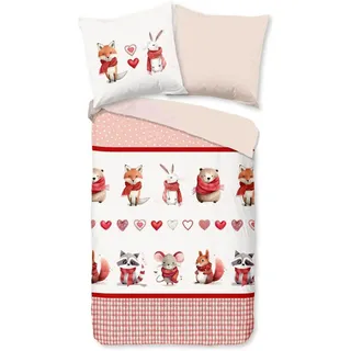 Traumschlaf Flanell Fuchs Hase rot 135 x 200 cm + 80 x 80 cm