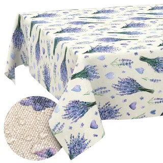 ANRO Tischdecke abwaschbar 500 x 140 cm Lila/Weiß
