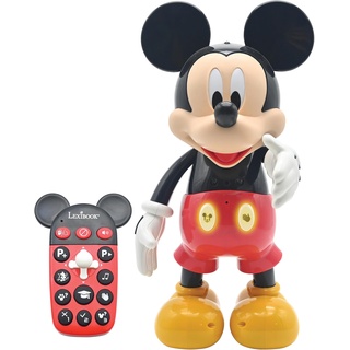 LEXIBOOK MCH01i2 Micky Maus Disney-Mickey-Roboter zweisprachig-Englisch/Französisch, 100 pädagogische Fragebögen, Lichteffekte, Tanzen, programmierbar, artikuliert, schwarz/rot