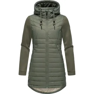 Ragwear Damen, Übergangsjacke leichte lang Steppjacke mit weichen Ärmeln und Kapuze Sandrra Long Olive Gr. M - M