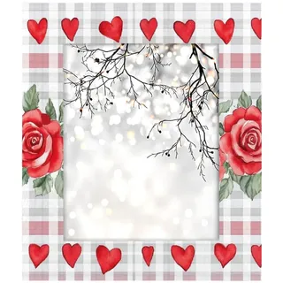Umweltfreundlicher Bilderrahmen aus Holz und Acryl, 20,3 x 25,4 cm, kratzfestes HD-Panel, Desktop/Wand, Dual-Use, Rosen-karierte Herzen, Digitaldruck, Geschenkrahmen