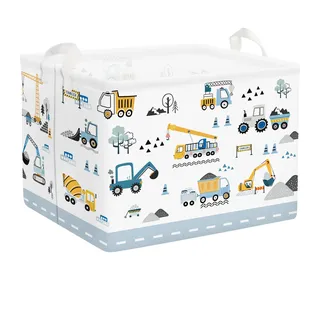 HUUMONSS Groß Wäschekorb Wasserdicht Aufbewahrungskorb für Kinder, 36L | Aufbewahrungsbox mit Stoff, Kleidung Spielzeug Buch Decke, Junge Kinderzimmer Schlafzimmer Badezimmer Waschküche, Auto
