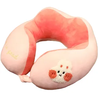 Memory Foam Reisekissen Kinder Nackenkissen Niedliche Tierform Nackenhörnchen Kopfstütze Baby Reise Schlafkissen (Hase)