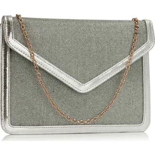 Handtasche IS-5371 - Elegante graue Clutch KP5371 - Grau/Silber