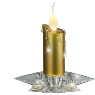 etc-shop LED Weihnachtskerze gold Weihnachtsdeko LED Kerze batteriebetrieben Adventskerze, mit flackernder Flamme, DxH 14,5x16,5 cm