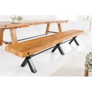 riess-ambiente Sitzbank THOR 240cm vintage braun / schwarz (Einzelartikel, 1-St), Esszimmer · Massivholz · Metall · Industrial Design braun 240 cm x 46 cm x 40 cm