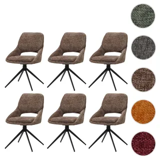 6er-Set Esszimmerstuhl HWC-N73, Küchenstuhl, drehbar Auto-Return, Stoff/Textil Chenille (490g/m2) Öko-Tex ~ braun