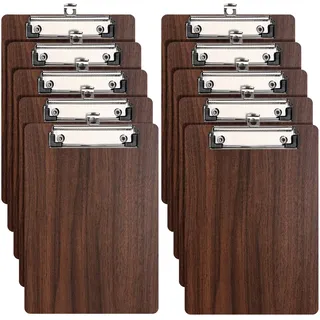 (10 Stück) Klemmbrett Holz A5,Schreibbrett Klemmbretter mit Metalklemme und Aufhängeose, Clipboard Schreibplatte für Büro,Restaurant,Schule