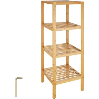Regal Standregal Bambus Holz mit 4 Böden Bad Badezimmer Küchenregal Bücherregal