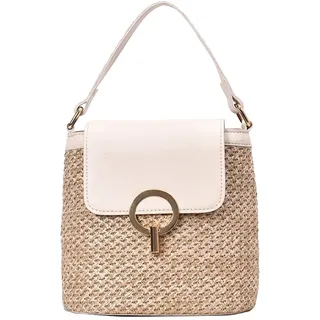 Generisch Stroh Handtasche Damen Basttasche Böhmische Strandtasche Korbtasche Damen Boho Tasche Kleine Strand Stroh Umhängetasche Sommer Handgewebt Geflochtene Tasche für Reisen Strand Urlaub (B) - Kompakt