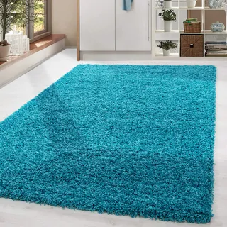 HomebyHome Shaggy Teppich 300x400 cm XXL für Wohnzimmer - Shaggy Teppich Hochflor Türkis Extra Weich und Flauschig - Langflor Groß Teppiche für Schlafzimmer, Esszimmer, Küche, Flur - Carpet, Halı