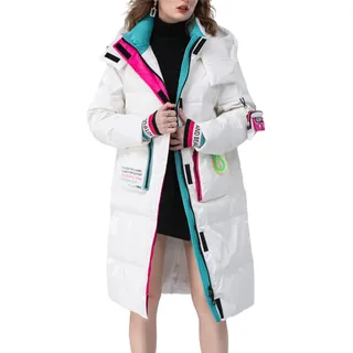 ZYTECO Verdickte Lange Daunenmantel-Parka-Jacke FüR Damen Mit Kapuze Maxi-Daunenparka-Pufferjacke,Weiß,L - L