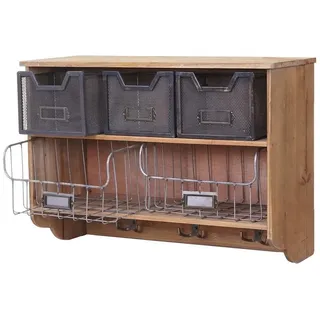 MCW Küchenregal MCW-A43-K, Shabby-Look, 3 Haken, 3 kleine und 2 große Schubladen braun