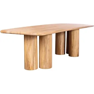 Esstisch Orino 240 Cm Aus Massivem Mangoholz - Rechteckiger Designertisch Mit Zylindrischen Beinen