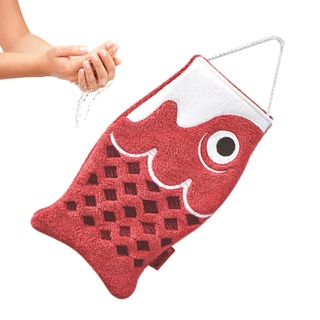 PW TOOLS Kinderhandtücher, Lustige Handtücher mit Fischmotiv, weich, süß, mit Umhängeband, Waschlappen-Handtuch für Badezimmer, Zuhause, Küche
