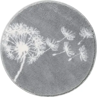 Erwin Müller Badematte, Badteppich, Badvorleger Pusteblume Prasonisi grau Größe rund: 80 cm Ø - rutschhemmend, flauschig weich, für Fußbodenheizung geeignet