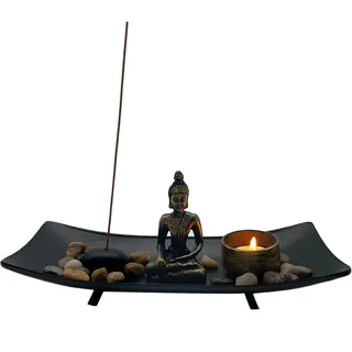 Purekay Zen Garten und Deko Steinen Japanischer Räucherstäbchen Halter Buddha Statue Räucherstäbchen Halter Meditation Entspannen Wohnung Feng Shui Dekoration