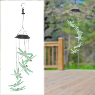 Solar-windspiel „libelle“, Automatische Fotozelle, Wasserdicht, Farbwechselnde Led-beleuchtung, Dekorative Solarleuchte Für Gärten Und Höfe, 233 G (kunststoff, 1xaa Ni-cd-akku, Mit Glockenspiel)