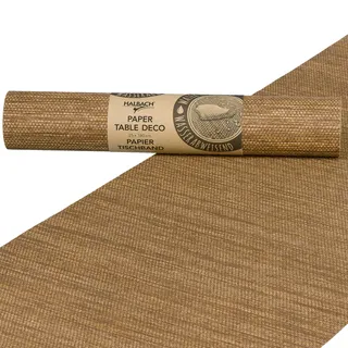 Halbach Seidenbänder Papier-Tischband | Breite 25cm Länge 1,80m | moderner Tischläufer abwaschbar, Tischdeko Outdoor wetterfest | Farbe: Rosenholz