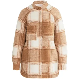 RISA Damen Übergangsjacke Aus Wollgemisch in Kariert Beige Braun | Gr.: XL