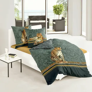 Traumschlaf Leopard anthrazit 155 x 220 cm + 80 x 80 cm