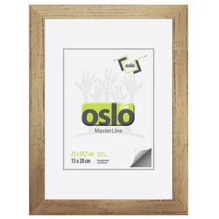 Oslo MasterLine Einzelrahmen Bilderrahmen Fotorahmen 21 x 30 Urkundenformat DIN A4 exakt 21 x 29,7, Urkundenrahmen Holz Farbe gold Echtglas stabiler Aufsteller goldfarben