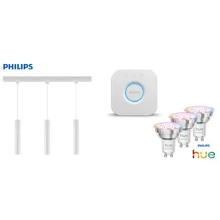 Philips Pendelleuchte 3er Spot Paxie Easy Link + Smart-Home Hue Bridge weiß 157