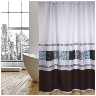 MSV Duschvorhang Cotexsa DELHI Breite 180 cm, Premium Textil-Duschvorhang, Made in Spain, 100% Polyester, wasserundurchlässig, Anti-Schimmel-Effekt, Anti-Bakteriell beschichtet, waschbar 30°, 180 x 200 cm, Motiv Delhi bunt|weiß