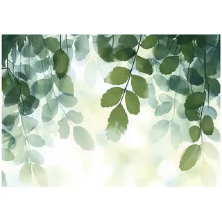 WallArena Fototapete Blätter Natur, Grün Vlies Tapete Wohnzimmer 300x210 cm,