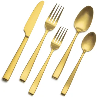 30-teiliges Besteck Gold Matt, EIUBUIE Edelstahl Besteck set 6 Personen