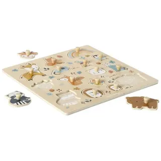 vertbaudet Puzzle Baby Steckpuzzle WALDFREUNDE aus Holz FSC®, Puzzleteile orange