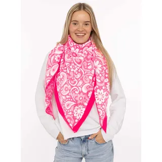 Zwillingsherz Dreieckstuch ZWILLINGSHERZ "Blumige Aussichten", Damen, pink rot, Strick, Materialmix, gemustert, mehrfarbig, Modetücher, Florales Muster, Kante Uni, Strick