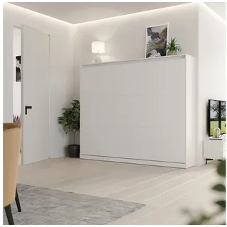 SMARTBett Schrankbett Classico 140x200 cm, 160x200 cm Horizontal Weiß Klappbett Gasdruckfedern weiß