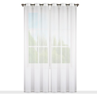 Flying Curtains 2 x Deko Gardinen 145x240cm für Wohnzimmer Schlafzimmer | Fenster-Gardine mit Schlaufen Ösen für Zimmer | Dekoration Scheibengardinen | Modern Home Room Decor P-TY-1 Weiß