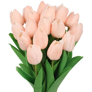 N&T NIETING künstliche Tulpenblumen, 12 Stück rosa Tulpen mit realistischem Touch, zum Selbermachen von Hochzeitssträußen, Valentinstag, Muttertag, Baby Shower, Heimdekoration Home Deko