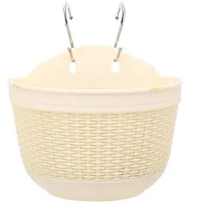 2 Stück wandmontierte Blumentöpfe, halbrunde Kunststoff-Pflanzgefäße mit Haken für drinnen und draußen, Garten, Zaun, Geländer, Dekoration, platzsparend, Rot, Grün, Blau, Grau, Weiß, Kaffee, Beige