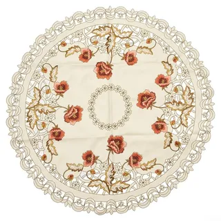 Tischdecke im Vintage-Stil, bestickt, Makramee-Tischdecke, runde Spitzentischdecke, zur Dekoration (83 x 83 cm)