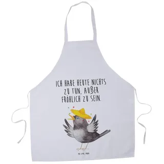 Mr. & Mrs. Panda Kochschürze Rabe Sombrero, Schürze, Weiß, Lustige Sprüche, Elster, Motivation, Gl, (Packung), Vögel Froh Vorbinder weiß
